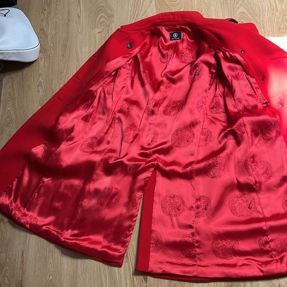 Sonia Bogner Sz 10 Red Virgin Wool Double Breasted Coat - Picture 12 of 12